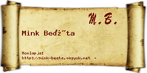 Mink Beáta névjegykártya